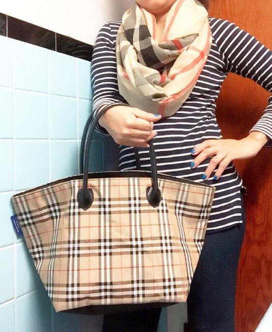 Burberry Large Cream Canvas Tote