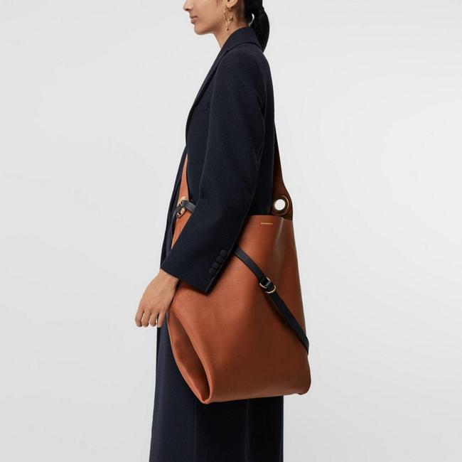 Burberry Large Grommet Tan Lambskin Leather Tote