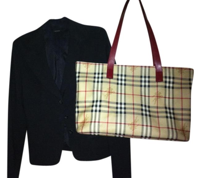 Burberry Large Haymarket Check Red Tote