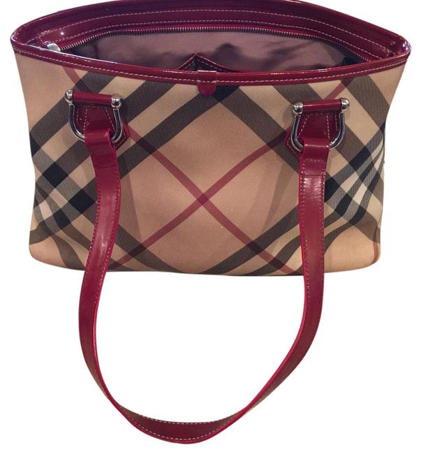 Burberry Large Nova Check Red Plaid Tote