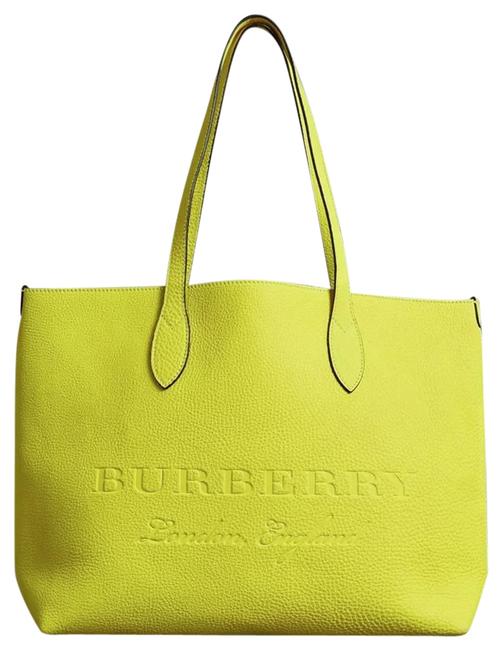 Burberry Large Remington Logo Neon Yellow Leather Tote
