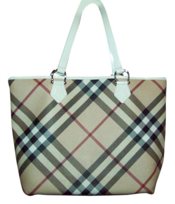 Burberry Large Super Nova CheckedWhite Tote