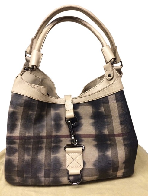 Burberry Large Tote Shopper Beige Black Pvc Leather Tote