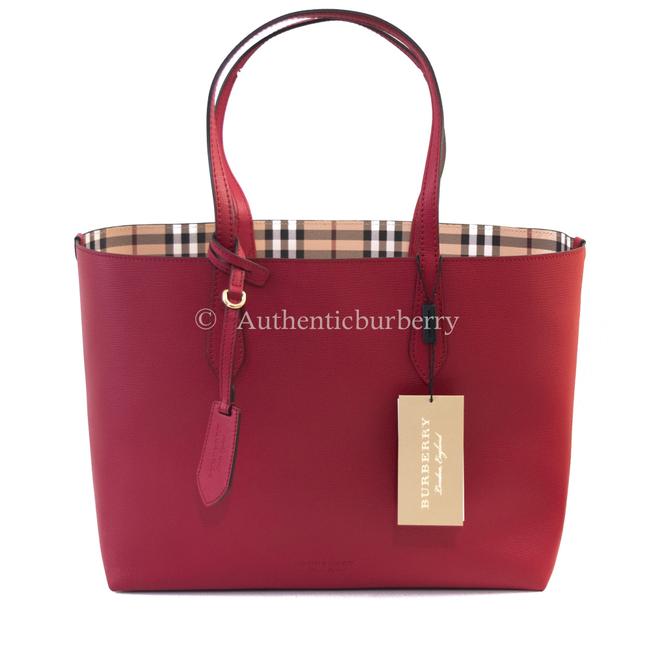 Burberry Lavenby Medium Poppy Red Leather Tote