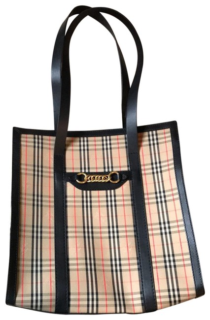 Burberry Md Link Zip TaupeBlack Tote
