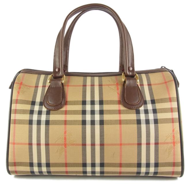 Burberry Logos Nova Check Leather Canvas Mini Boston Hand Fs Tote