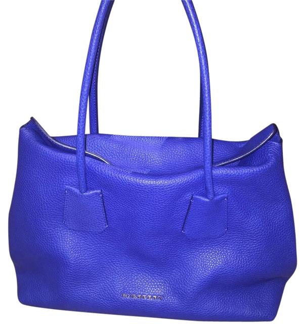 Burberry London Grainy Medium Baynard Brillant Blue Leather Tote