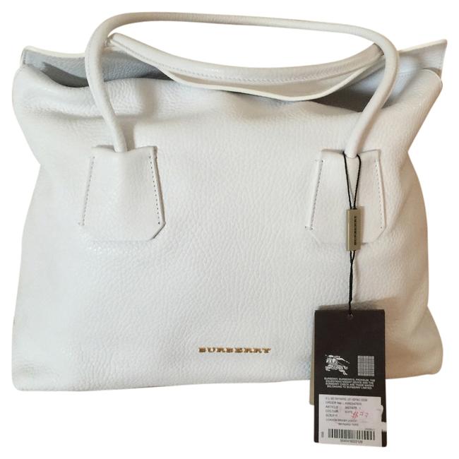 Burberry London Grainy White Leather Tote