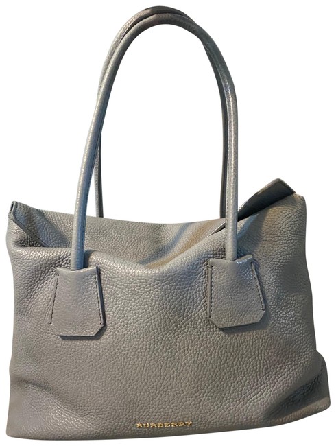 Burberry London Med Baynard Pebbled Gray Leather Tote