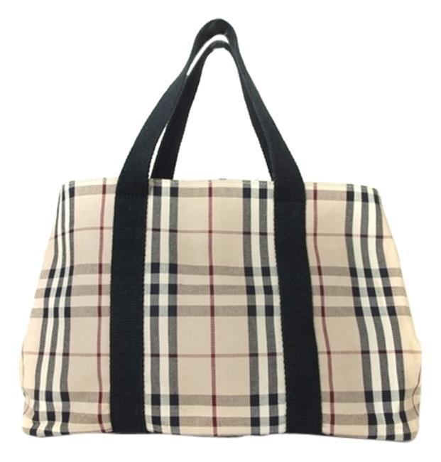 Burberry Bag London Nova Beige Black Canvas Tote