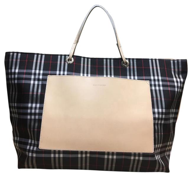 Burberry London Nova Check Handbag Black Fabric Canvas and Leather Tote