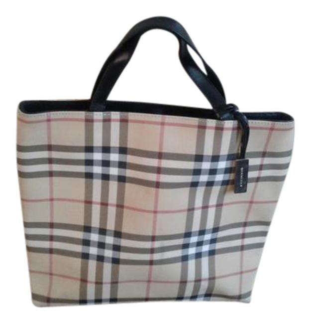 Burberry London Plaid Leather Tote