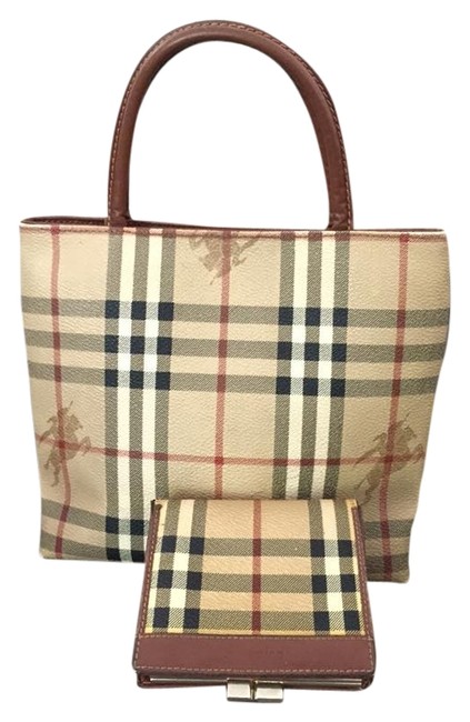 Burberry London Small Grain with Leather Handles with Matching Wallet Tote