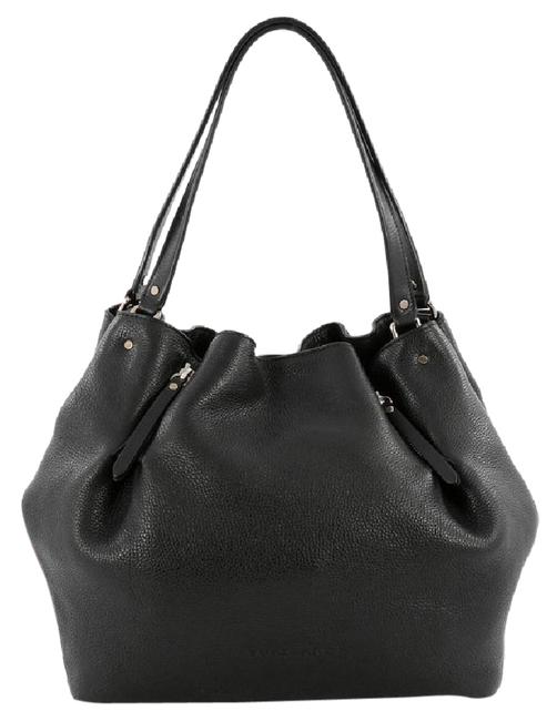 Burberry Maidstone and House Check Canvas Medium Black Leather Tote