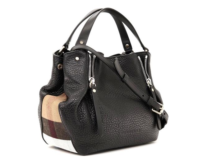 Burberry Maidstone Check Black Leather Tote