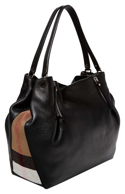 Burberry Maidstone Saddle BrownCheck CanvasLeather Tote