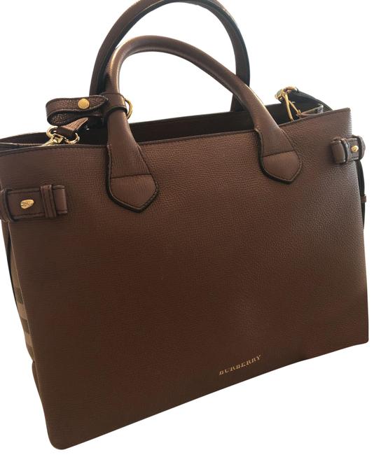 Burberry Medium Banner Brown Leather Tote
