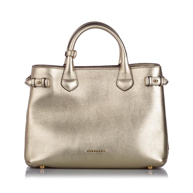 Burberry Medium Banner Gold Leather Tote