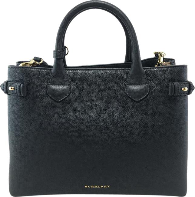Burberry Medium Banner House Black Leather Tote