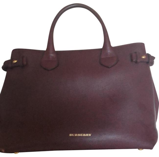 Burberry Medium Banner In Burgundy Leather Tote