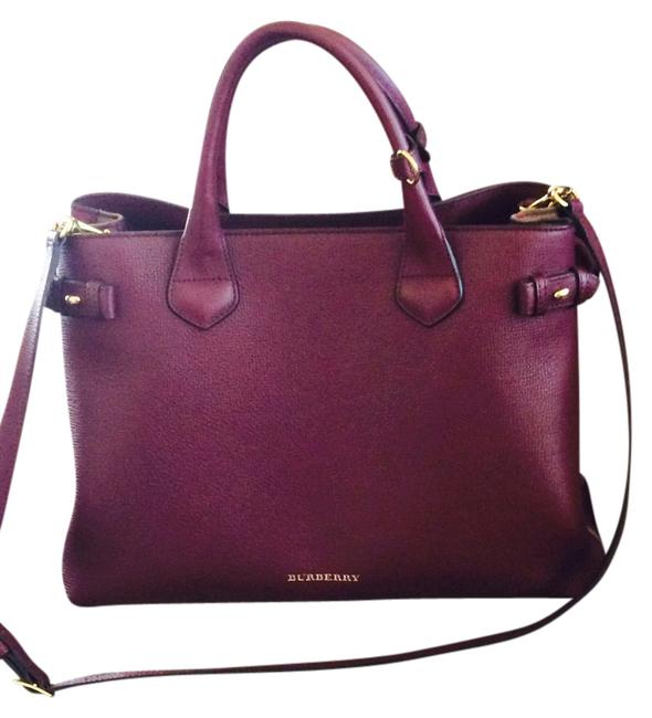 Burberry Medium Banner Mahogany Red Leather Tote