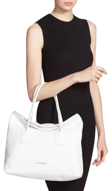 Burberry Medium Baynard White Leather Tote
