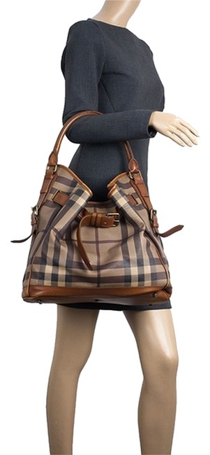 Burberry Medium Brown Coated Canvas Tote