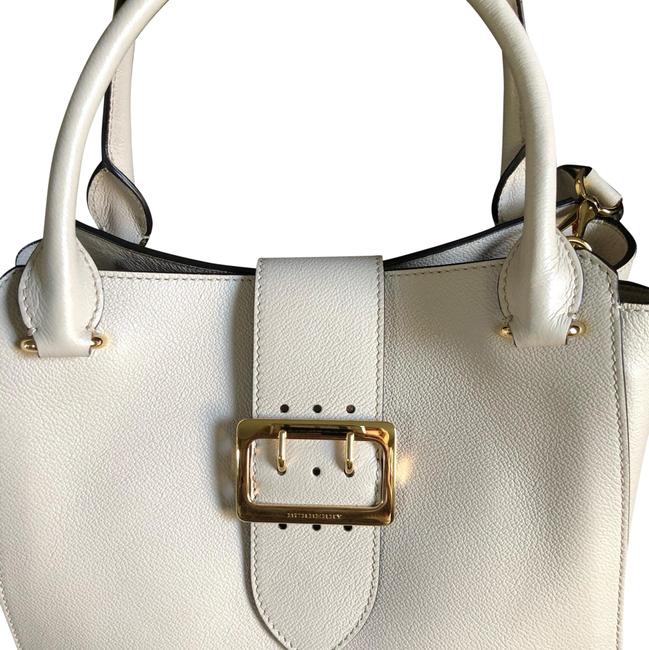 Burberry Medium Buckle Limestone Leather Tote