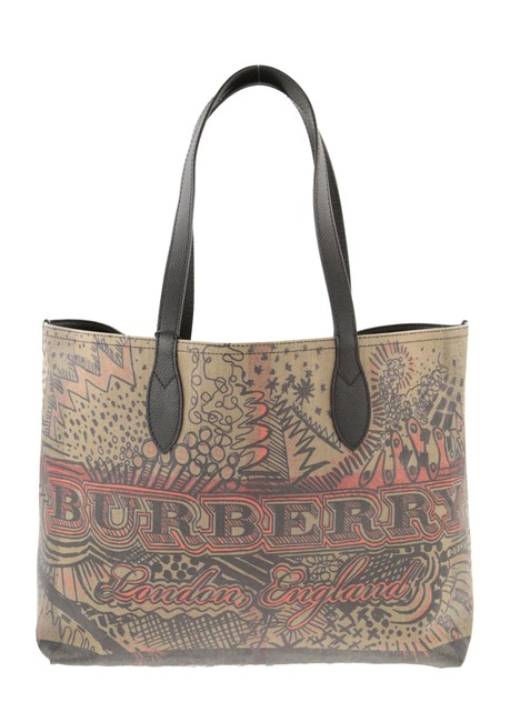 Burberry Medium Doodle Brown Canvas Tote