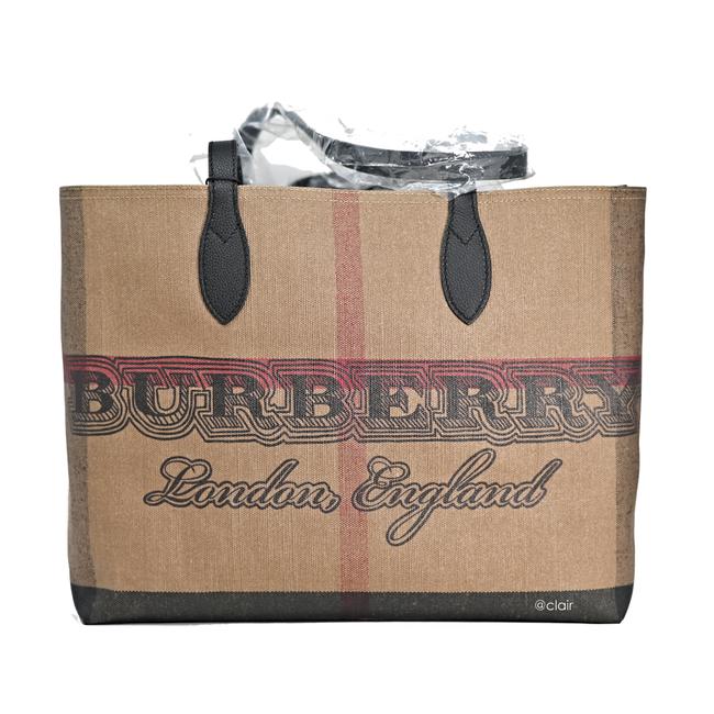 Burberry Medium Doodle Reversible Honey Coated CanvasLeather Tote