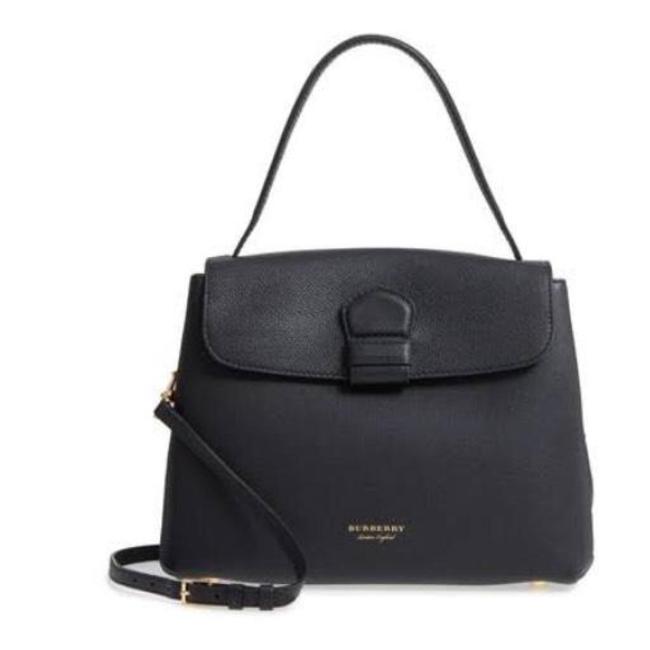 Burberry Bag Medium Grainy and House Check Black Leather Tote