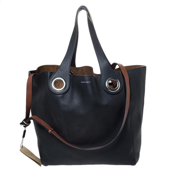 Burberry Medium Grommet Detail Black Leather Tote