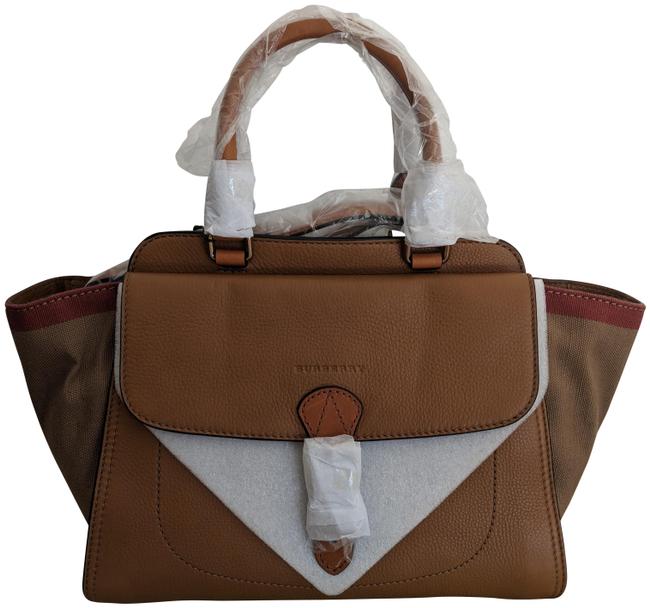 Burberry Bag Medium Harcourt Brown Leather and Canvas Tote