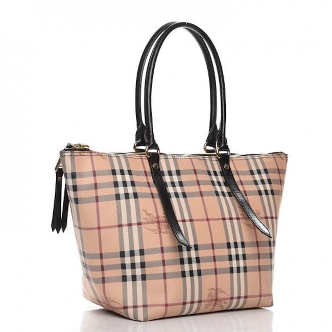 Burberry Medium Haymarket Check Salisbury Black Leather Pvc Tote