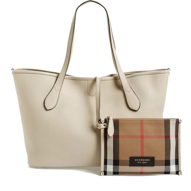 Burberry Medium Honeybrook Limestone Leather Tote