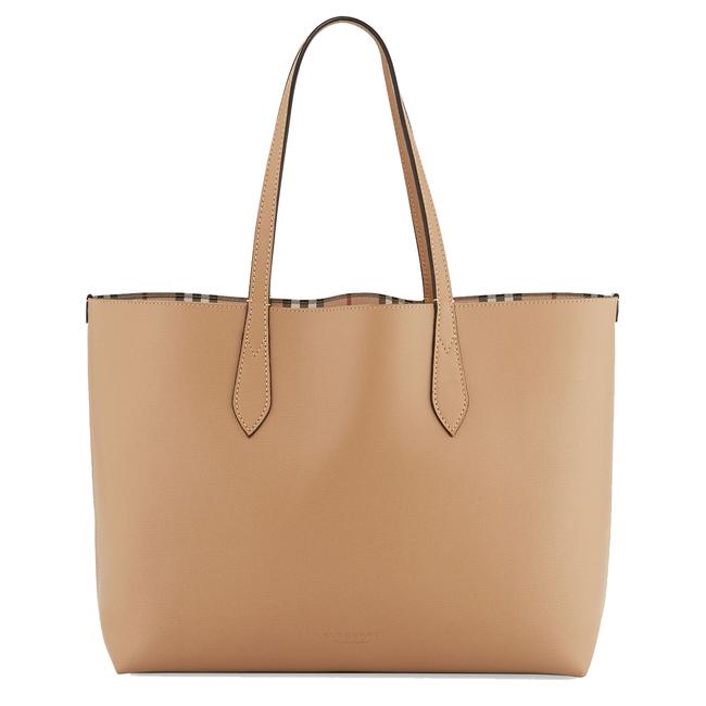 Burberry Medium Lavenby Reversible House CheckMid Camel Leather Tote