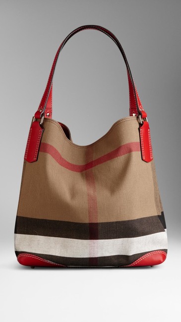 Burberry Medium Maidstone Canvas Red Tote