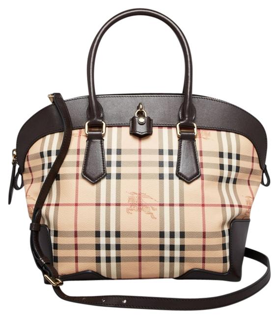 Burberry Medium Primrose Haymarket Pvc Canvas with Leather Trim Tote