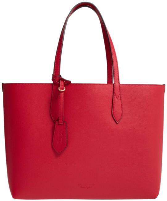 Burberry Medium Reversible Lavenby House Check Red Leather Tote