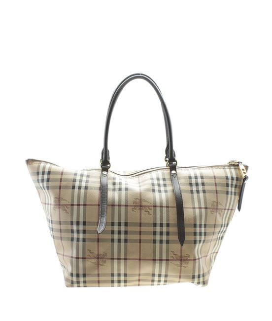 Burberry Medium Salisbury Haymarket Check 177893 Beige Coated Canvas Tote