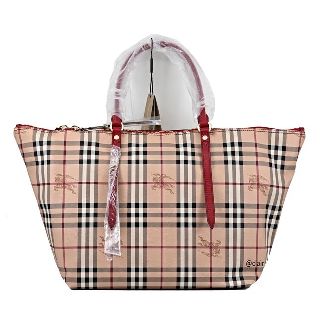 Burberry Medium Salisbury Military Red Haymarket CheckLeather Tote