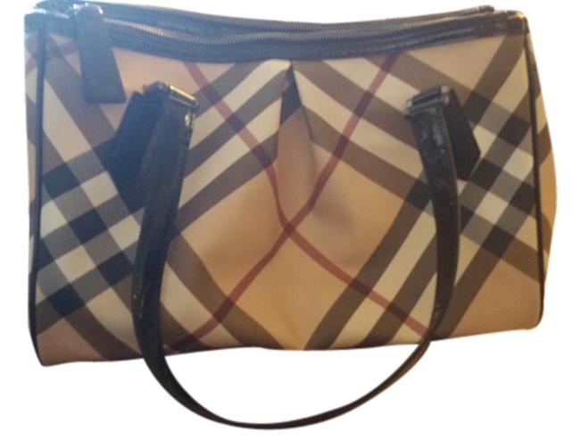 Burberry Melbury Supernova Check Pvc with Patent Leather Trim Tote