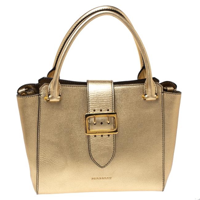 Burberry Metallic Medium Buckle Gold Leather Tote