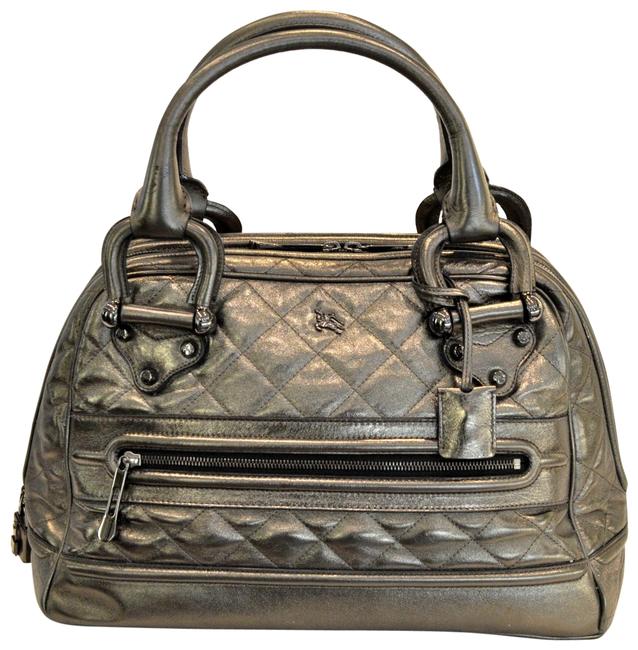 Burberry Metallic Quilted Westbury Pewter Bronze Leather Tote