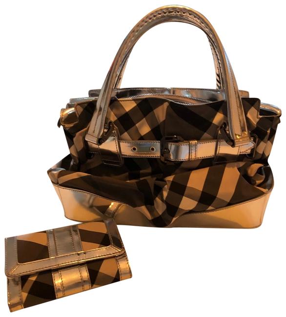 Burberry Metallic Wallet Grey and Silver Leather Tote