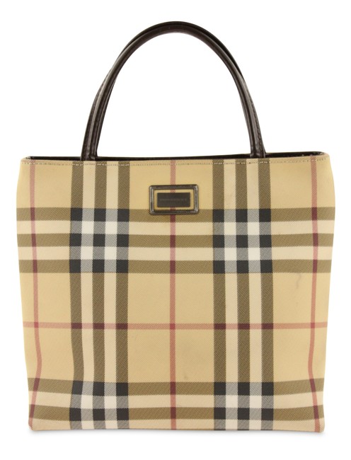 Burberry Mini House Check Beige Coated Canvas Tote
