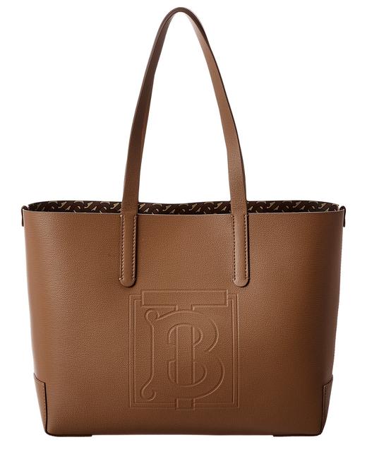 Burberry Monogram Embossed Brown Leather Tote