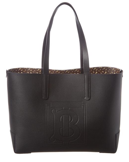 Burberry Monogram Embossed Black Leather Tote