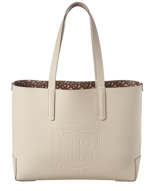 Burberry Monogram Embossed Leather Grey Tote