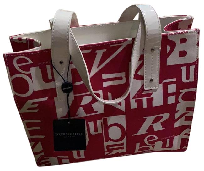 Burberry Monogrammed Pink and White Canvas Tote